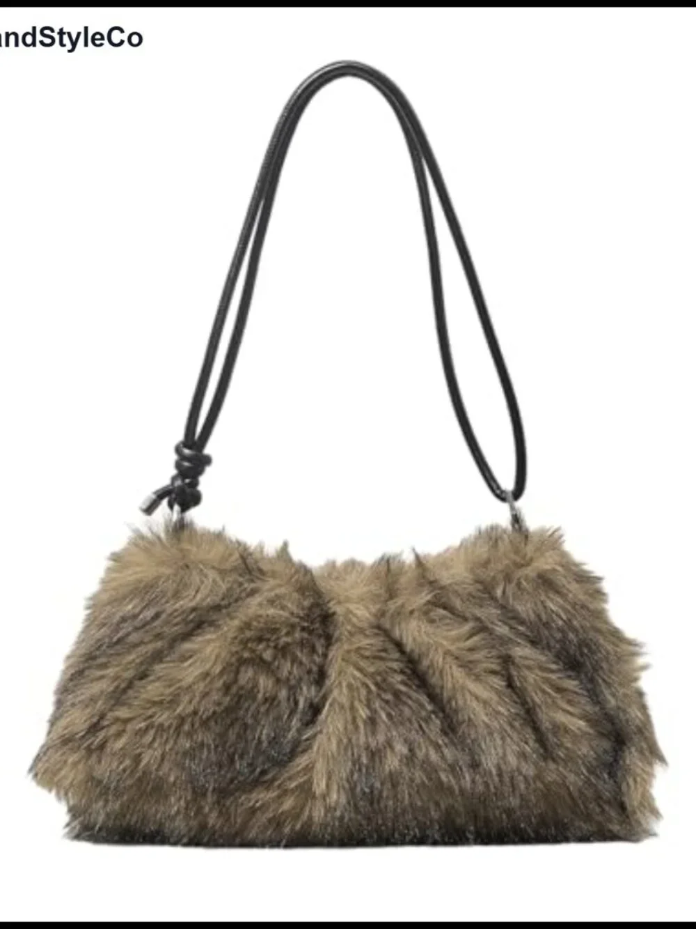 Faux Fur Shoulder Bag Fuzzy Knotted Underarm Hobo Tote Handbag